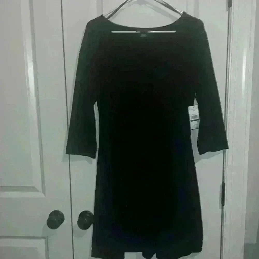 Jessica Howard Missy Little Black Dress size Large NWT w/ striped detailing